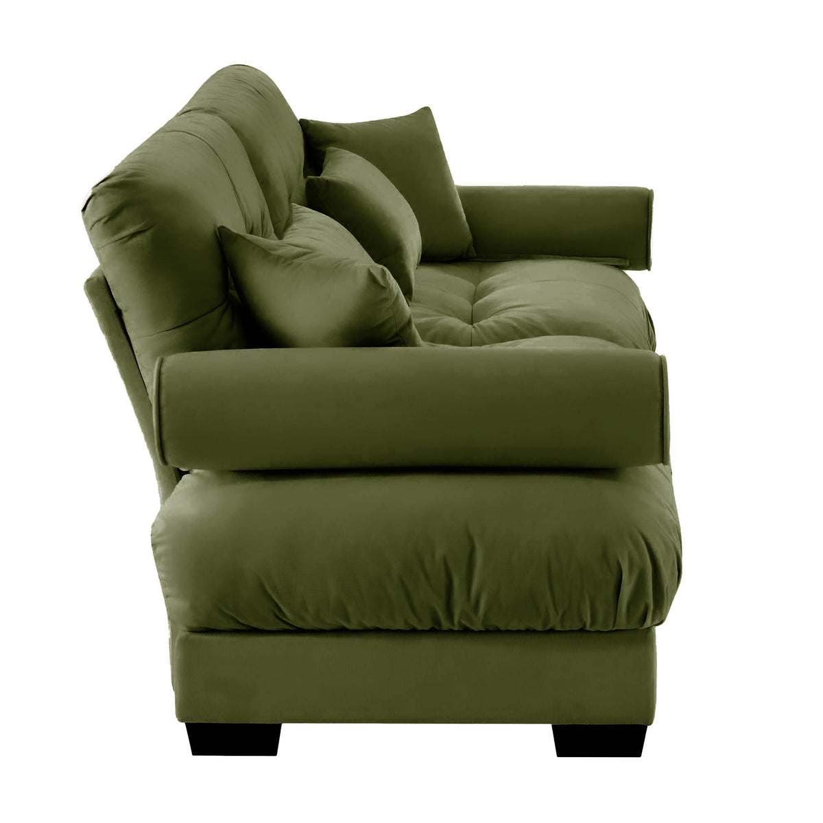 Modern Sofa With Bolstered Armrests And Pillows