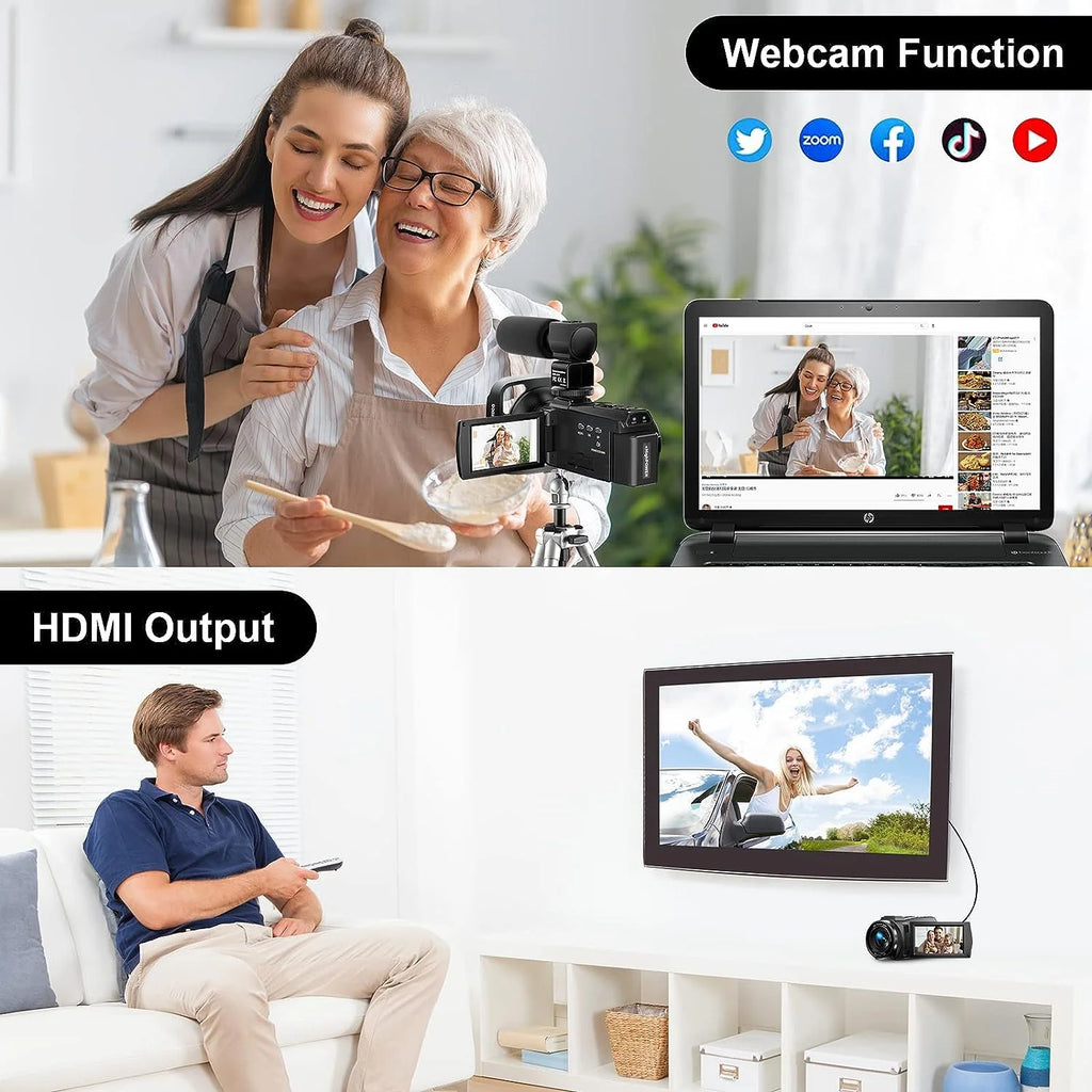 Videocámara 4K Para Youtube Vlogging Cámara Digital IPS 48MP 16X Zoom Digital Grabadora