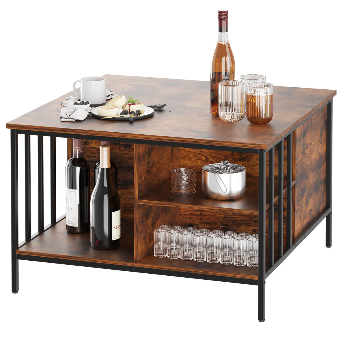 Lift Top Coffee Table With Storage Adjustable Height - Black