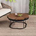 Irregular Coffee Table, 27" Modern MGO Top with Natural Wood & Black Metal Base