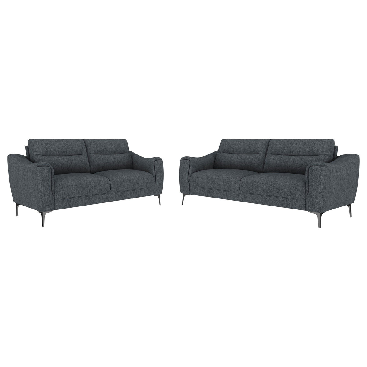 Oberle - 2 Piece Upholstered Sofa Set With Pocket Coil Seating - Charcoal
