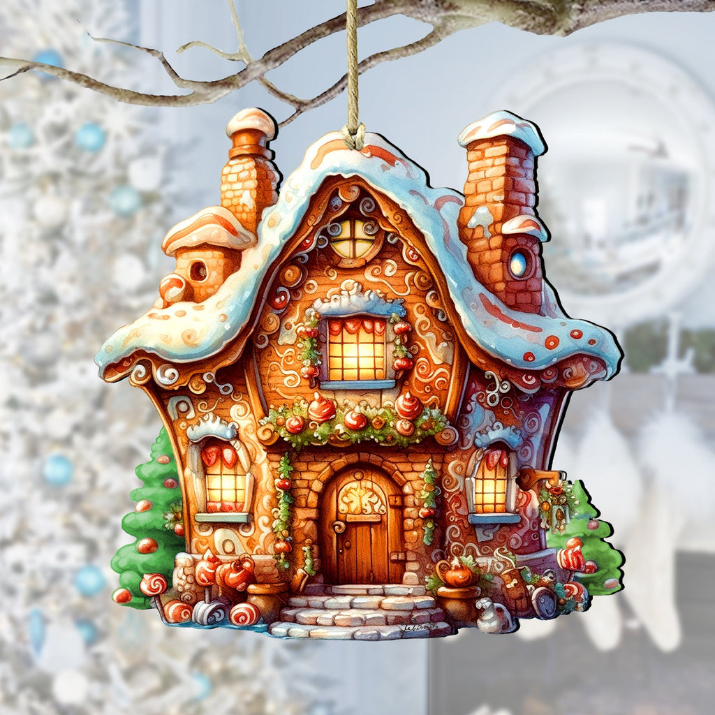 Fairy Tale Houses Wooden Ornaments Set of 3 by G. Debrekht - Christmas Decor - 8100191S3