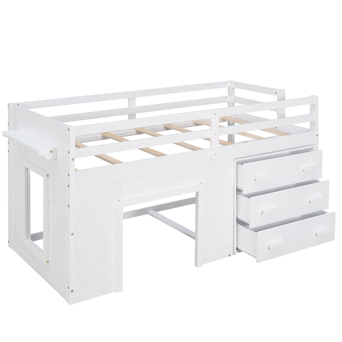 Loft Bed With Cabinet And Shelf