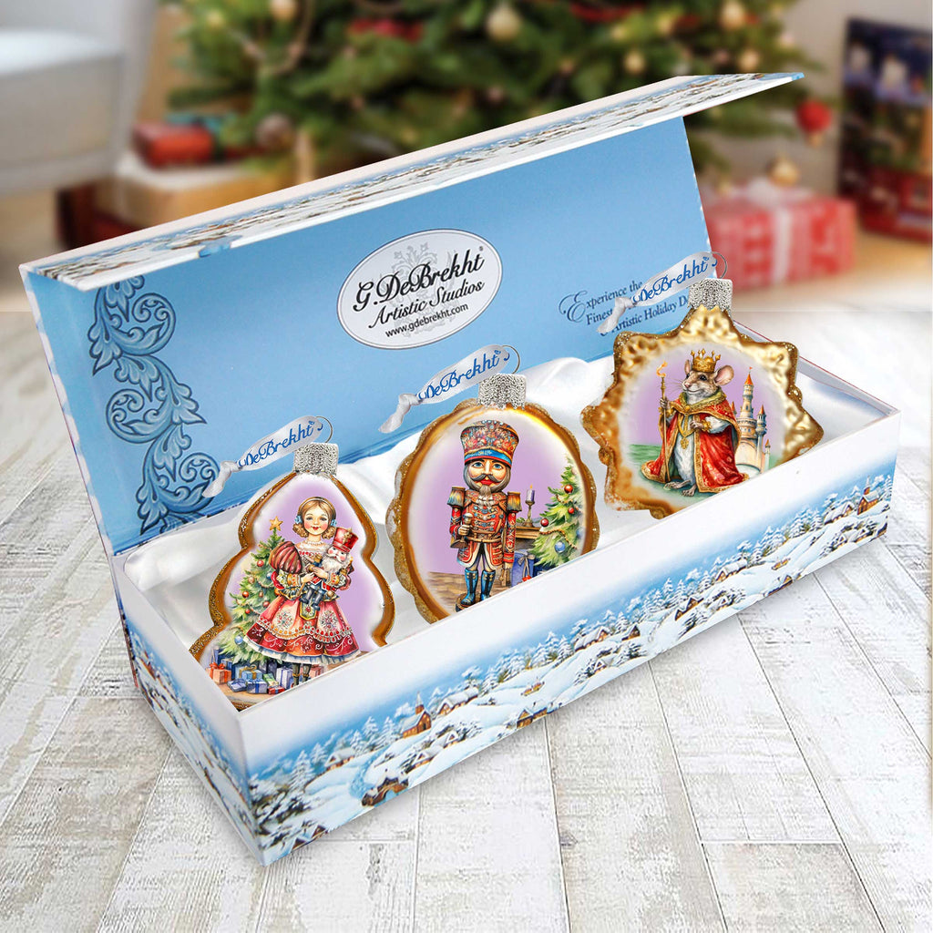 Nutcracker Mercury Glass Ornaments Set of 3 by G. Debrekht - Christmas Decor - 770149S3