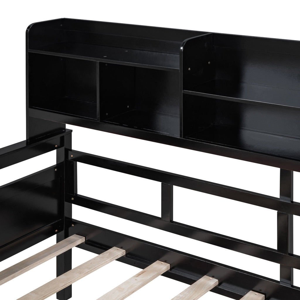Daybed, Slat Support, With Bedside Shelves And 2 Drawers