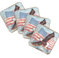 American Eagle Wooden Cork Coasters Gift Set of 4 by Nature Wonders - American Patriotic Decor - 95221C-S4