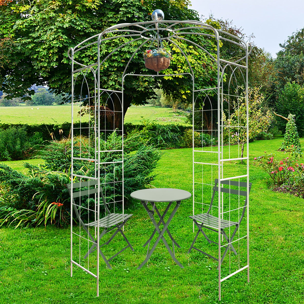 Metal Garden Arch Iron Garden Arbors Gazebo Dia High Birdcage Shape Pergola Pavilion For Wedding Ceremony