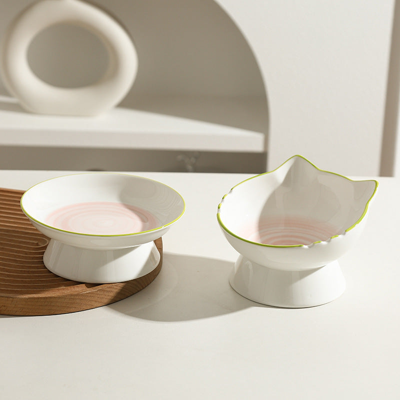 Ceramic Cervical Support Cat Food Bowl