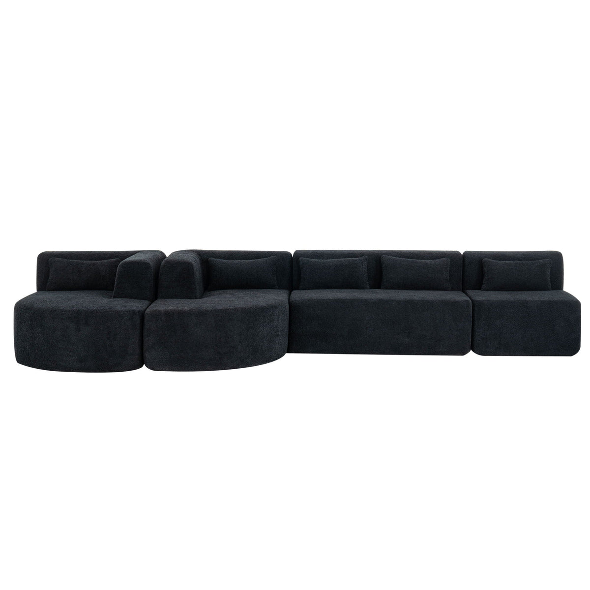 Upholstered Sofa Free Combined Sofa Couch With 2 Chaise Lounge And Five Back Pillows For Living Room