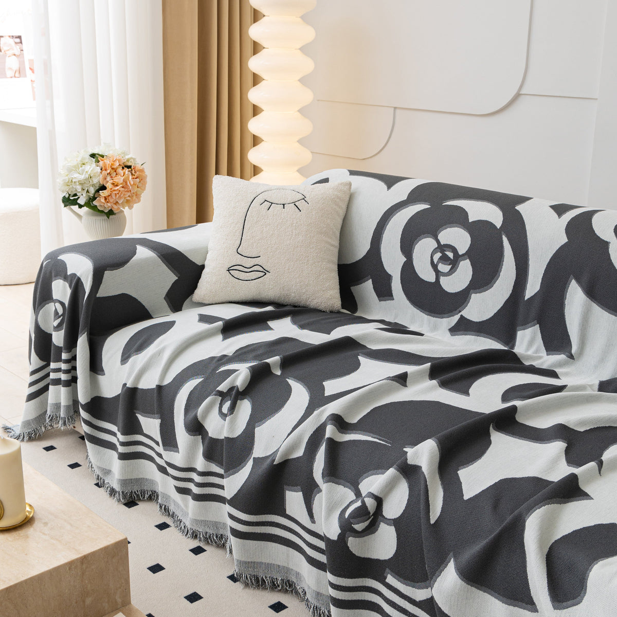 Chenille Sofa Cover Blanket, Couch Cover Blanket Throws for Couches Living Room Furniture Throw Covers
