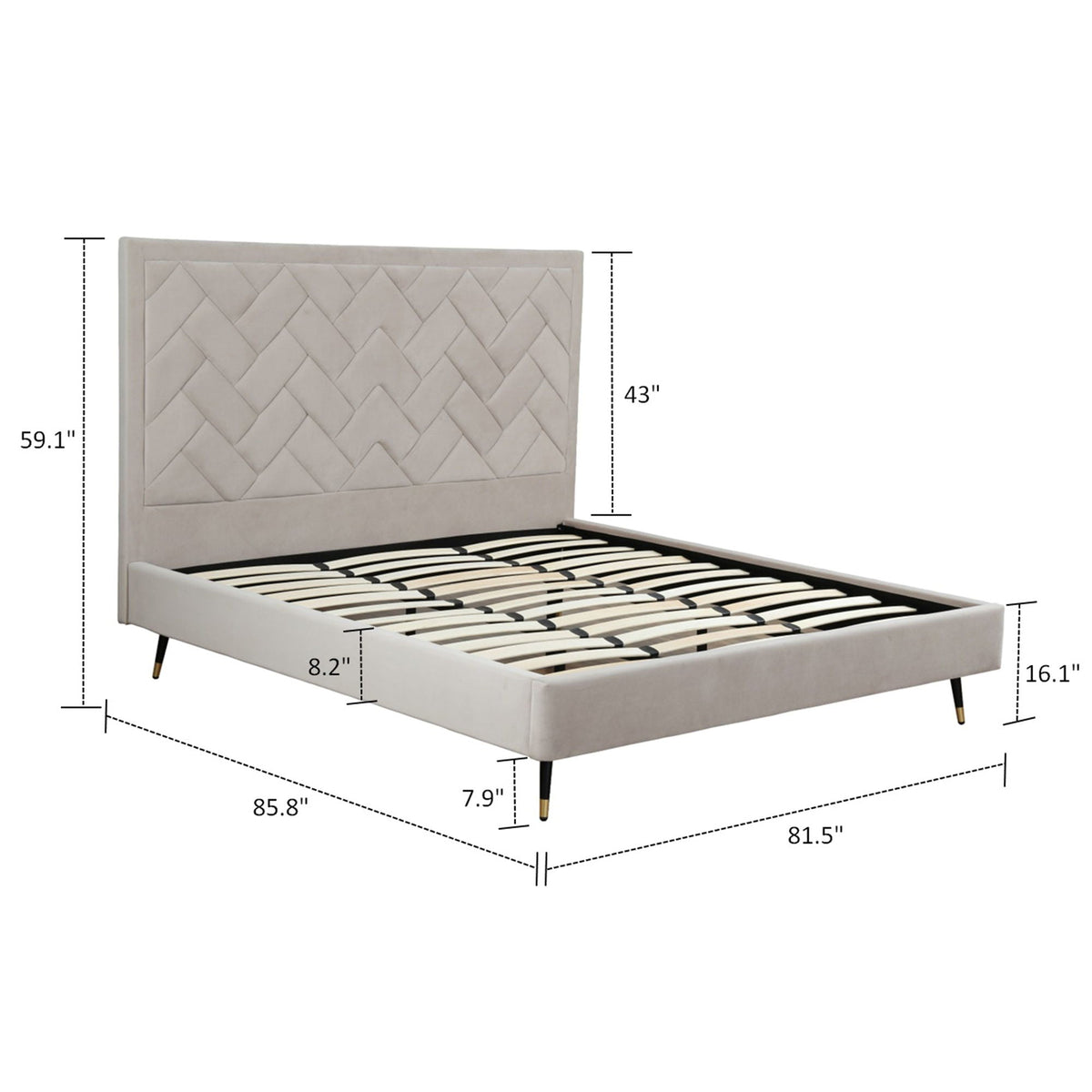 Crosby - Bed With Upholstered Headboard And Slats