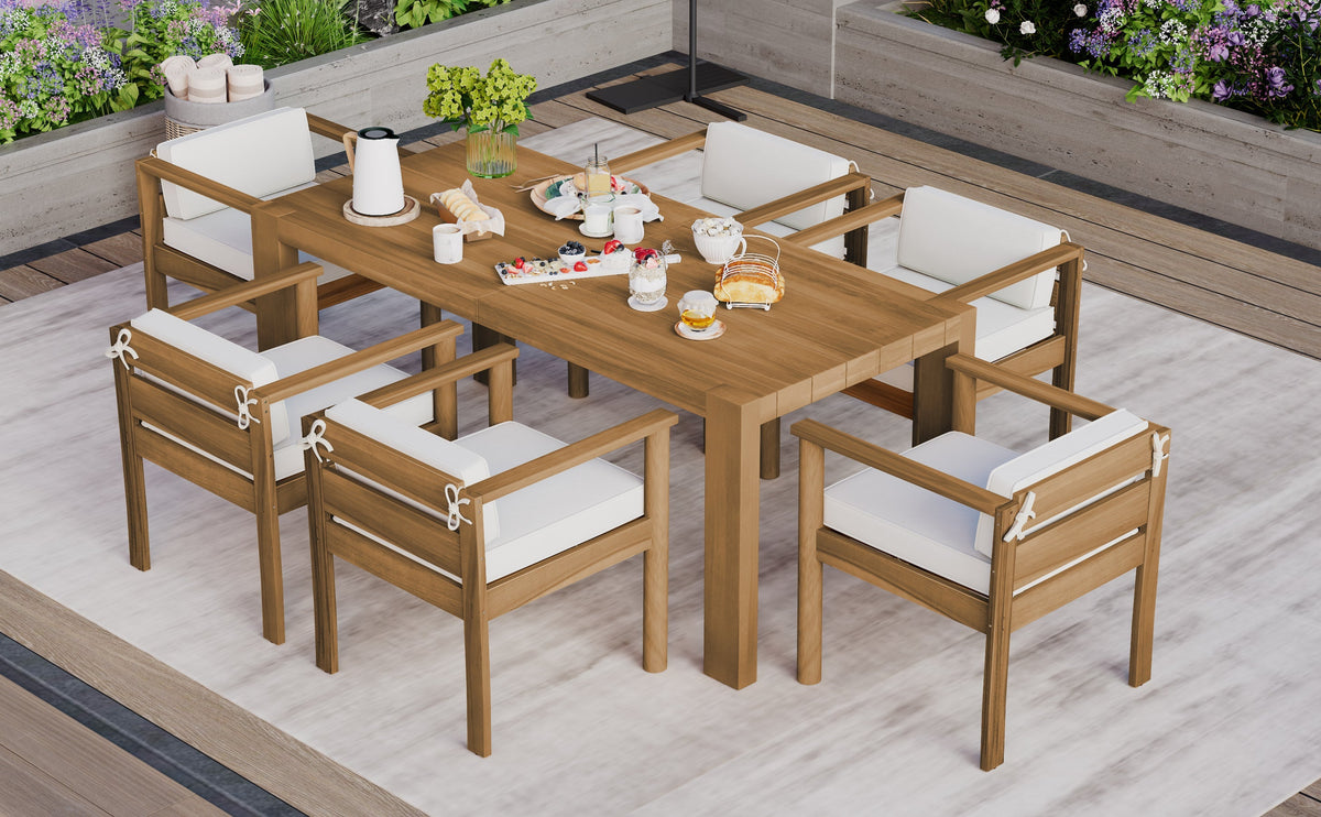 TREXM 7-Piece Patio Dining Table Set for 6