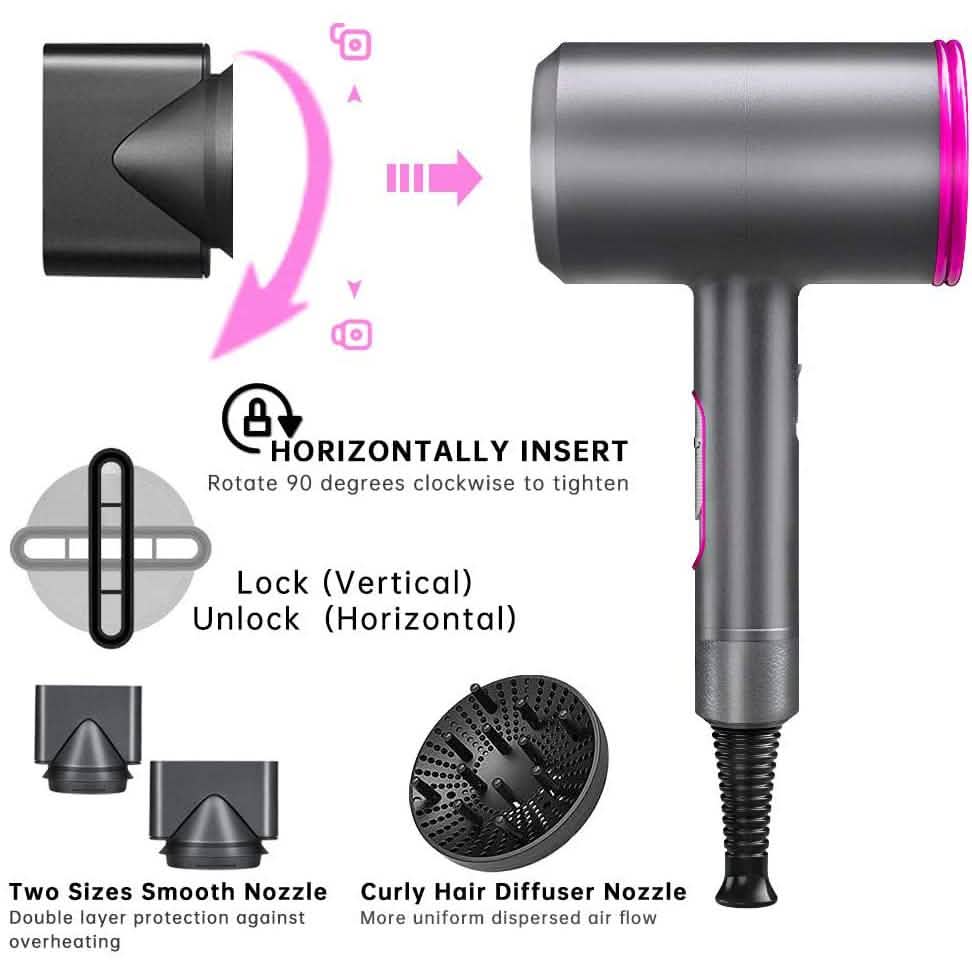 1800W Professional Hair Dryer with Diffuser Ionic Conditioning