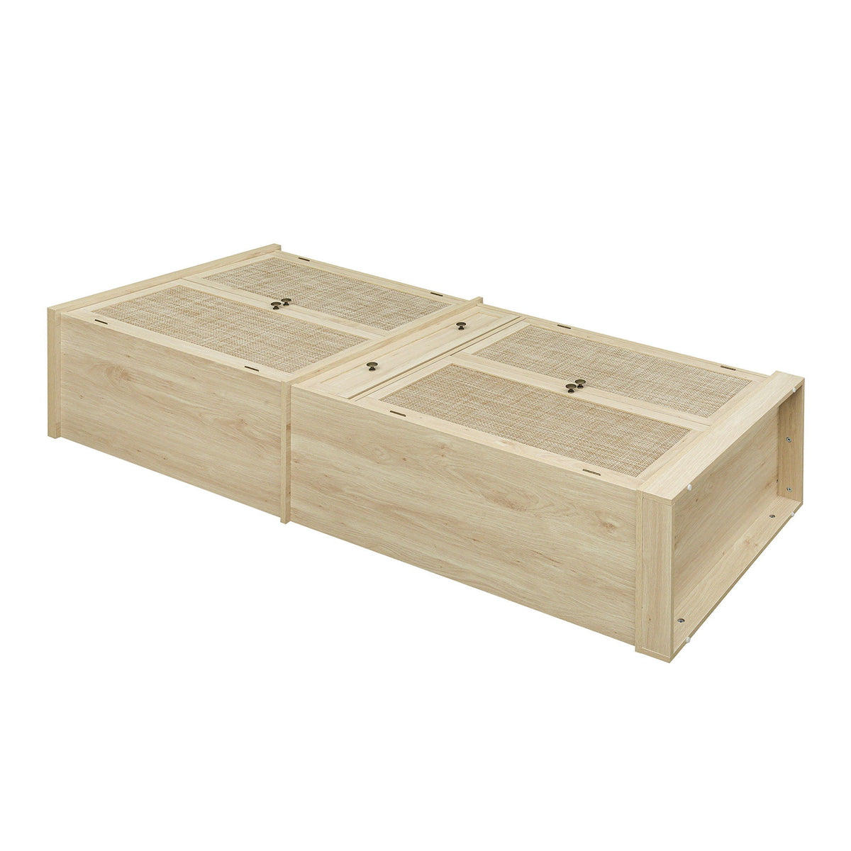 4 Door Storage Cabinet With 1 Drawer And 4 Adjustable Inner Shelves - Natural