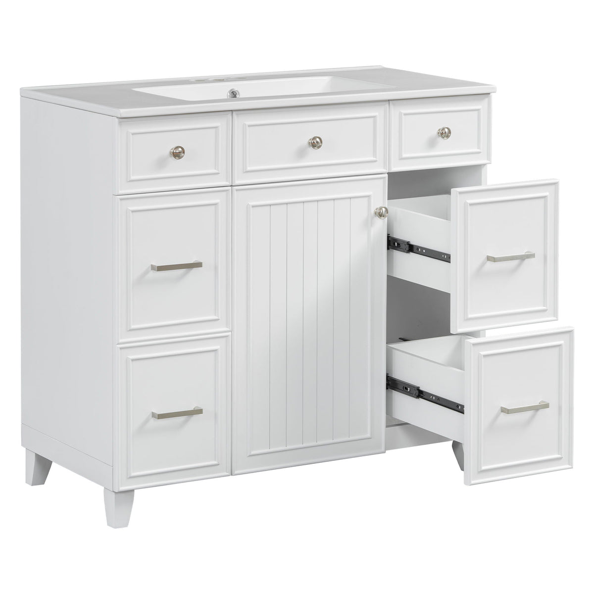 Bathroom Vanity With Ceramic Sink, Soft Close Doors, Adjustable Shelves