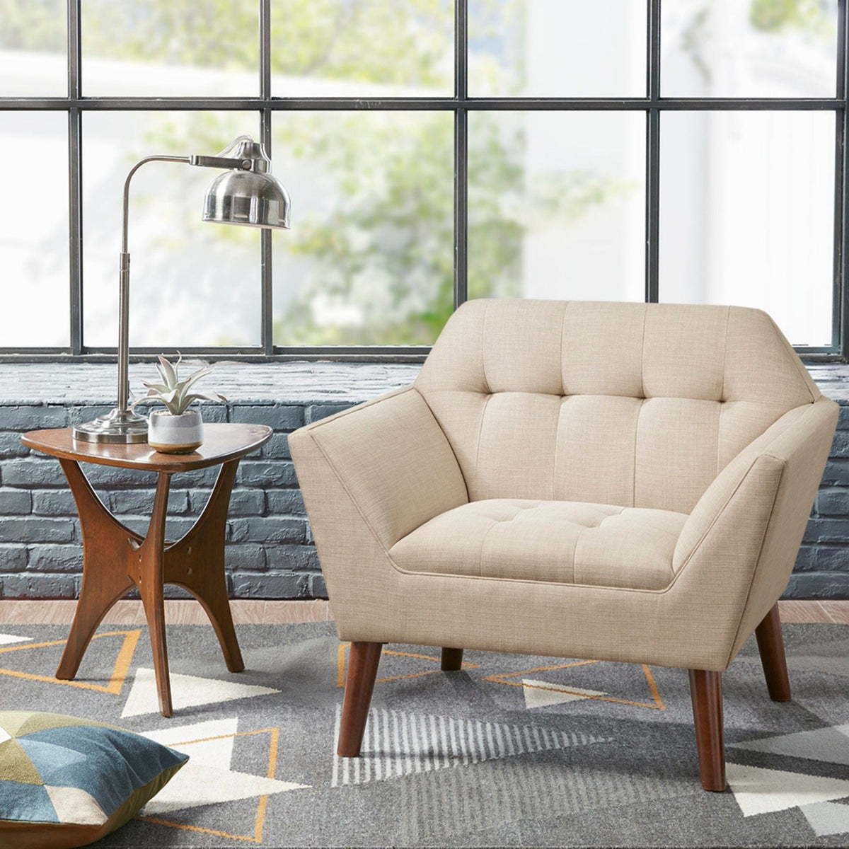 Modern Lounge Chair With Button Tufting