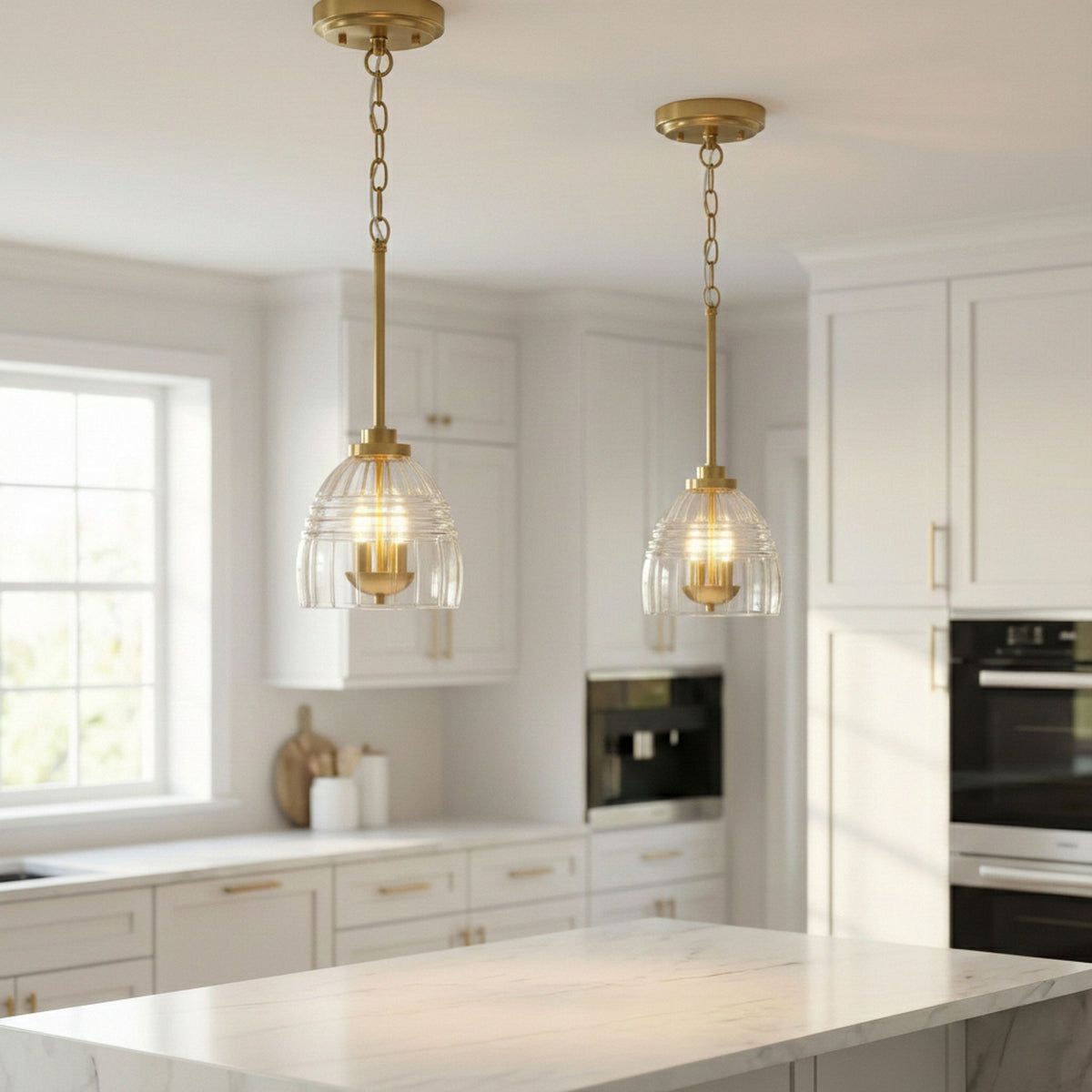 Ember - 3 Candle Lights Chain Pendant - Clear / Gold
