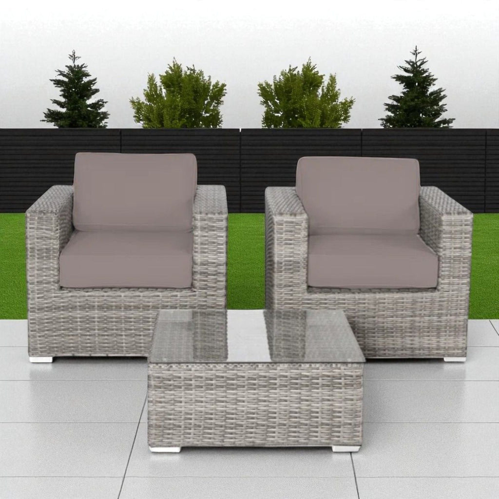 Wicker Seating Group Set With Table And Cushions