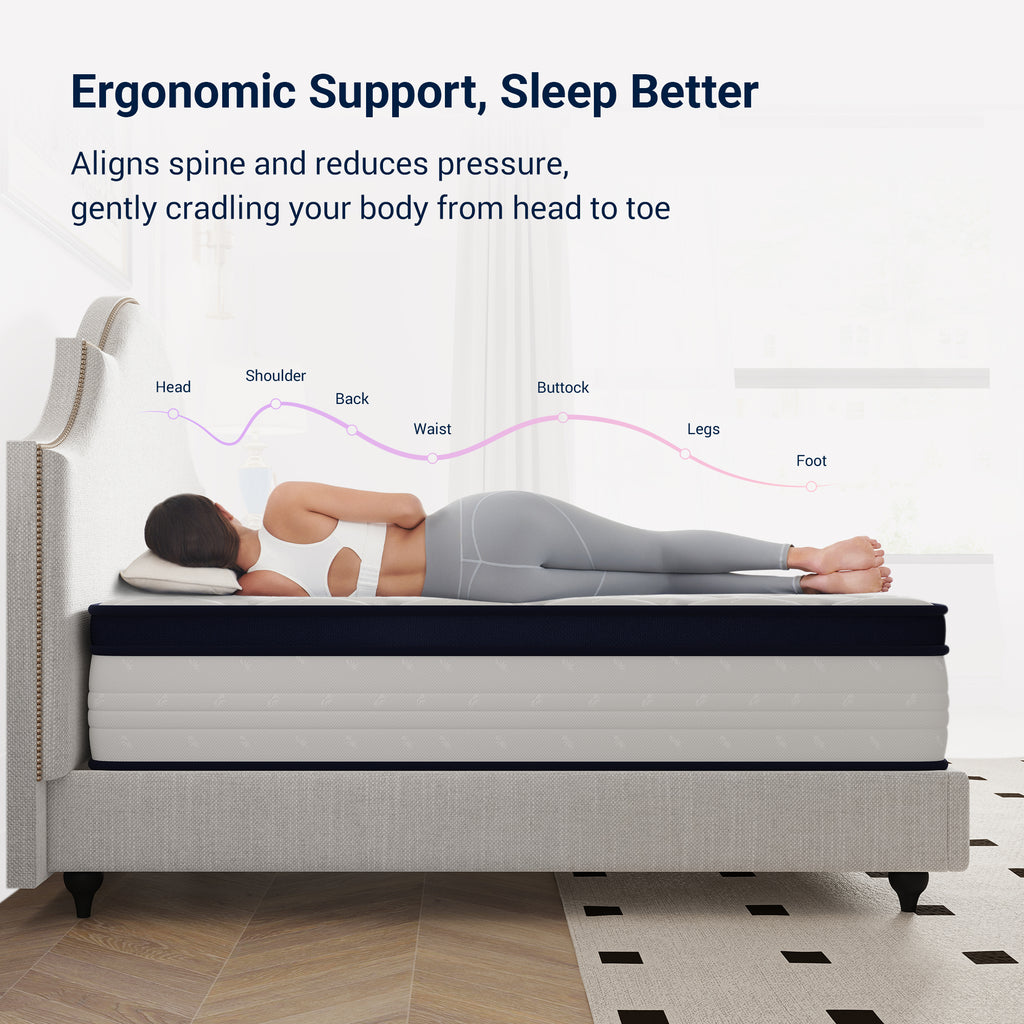 Breezure Pocket Spring Hybrid Queen Size Mattress 12 Inch Motion Isolation Mattresses in a Box,Medium Firm