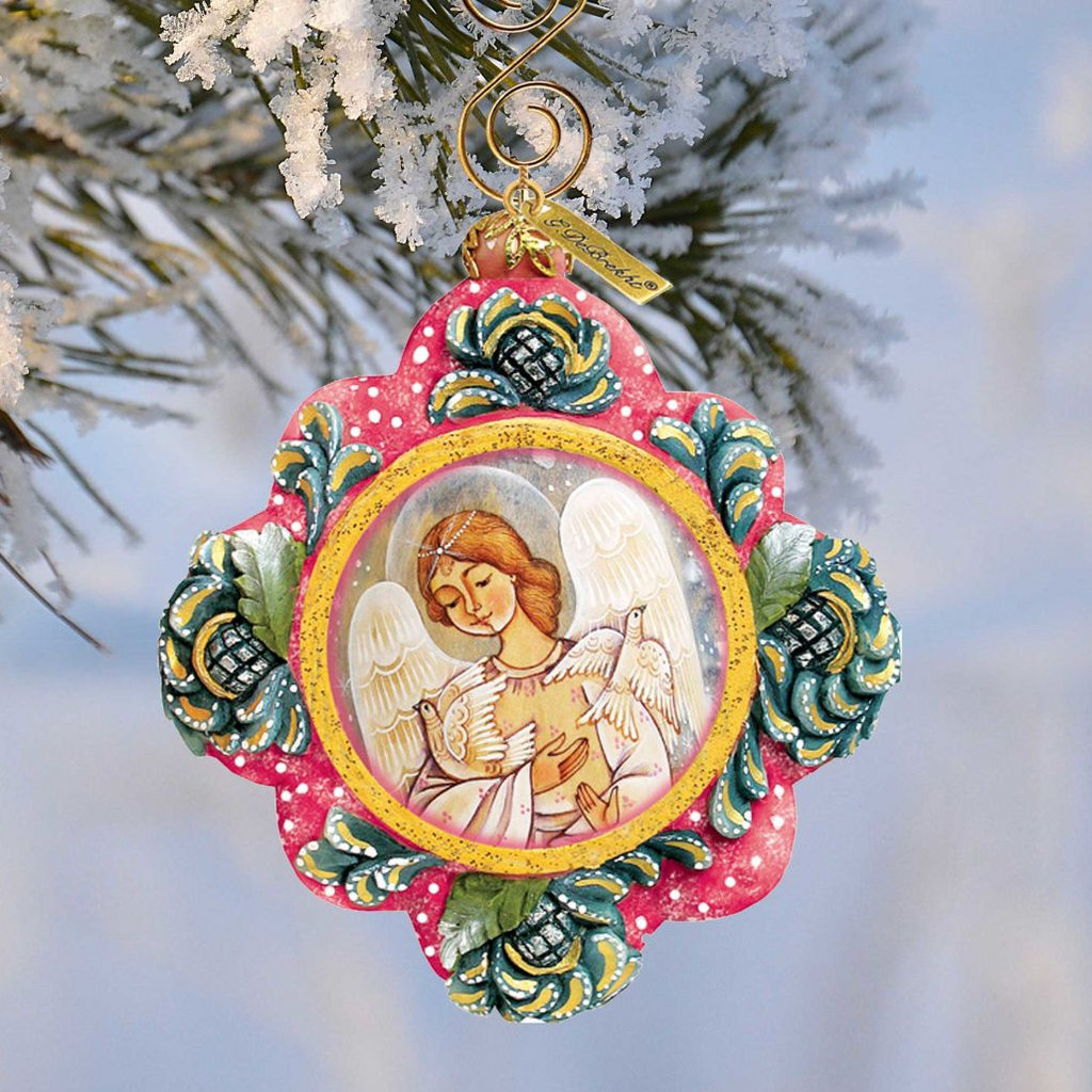 Angels with Doves Sculpted Hand-Painted Christmas Ornament by G. DeBrekht - Nativity Holiday Decor - 6102513