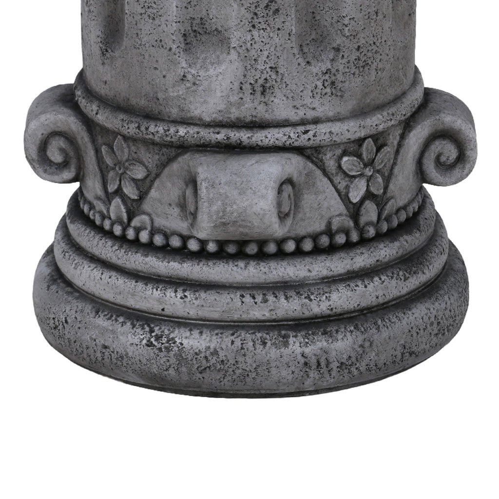 Outdoor End Table, Round Side Table For Patio And Garden - Antique Gray