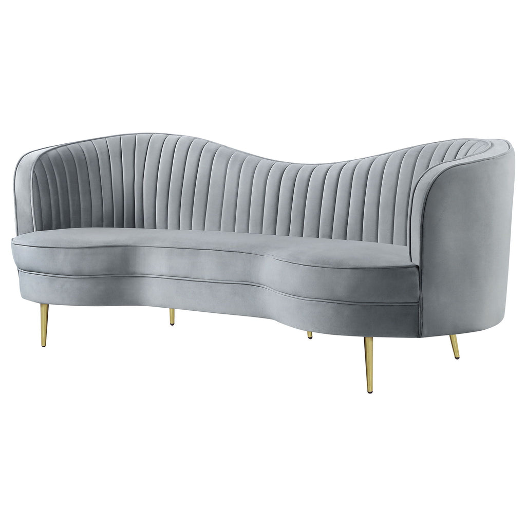 Reigha - Upholstered Sofa Lounge Furniture With Channel Tufted Backrest - Gray