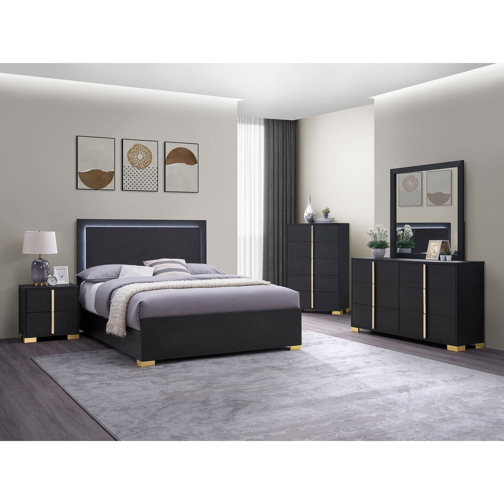 Medici - Eastern King LED Headboard Bed - Black