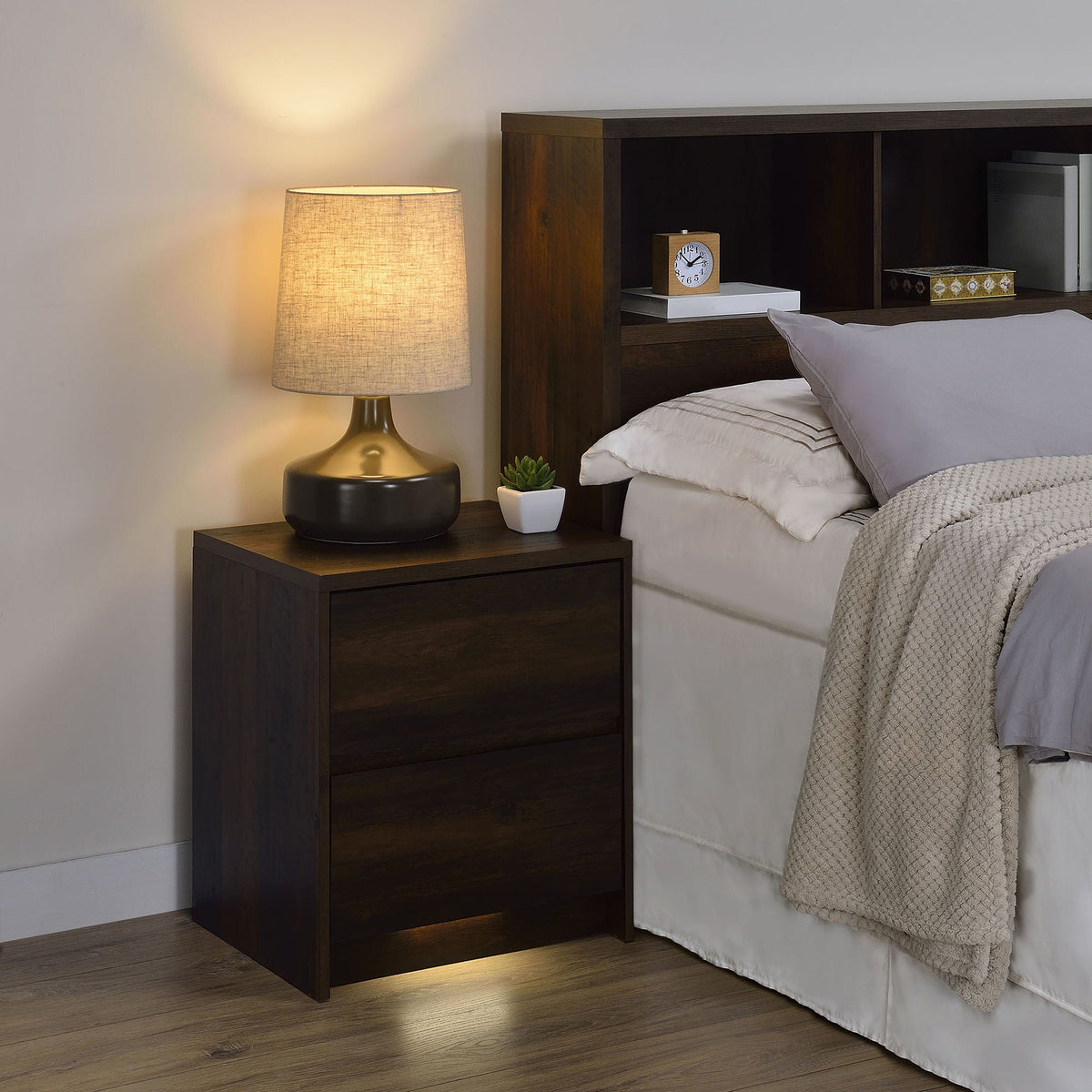 Geary - 2 Drawer Nightstand With LED Lights And USB Charging Ports
