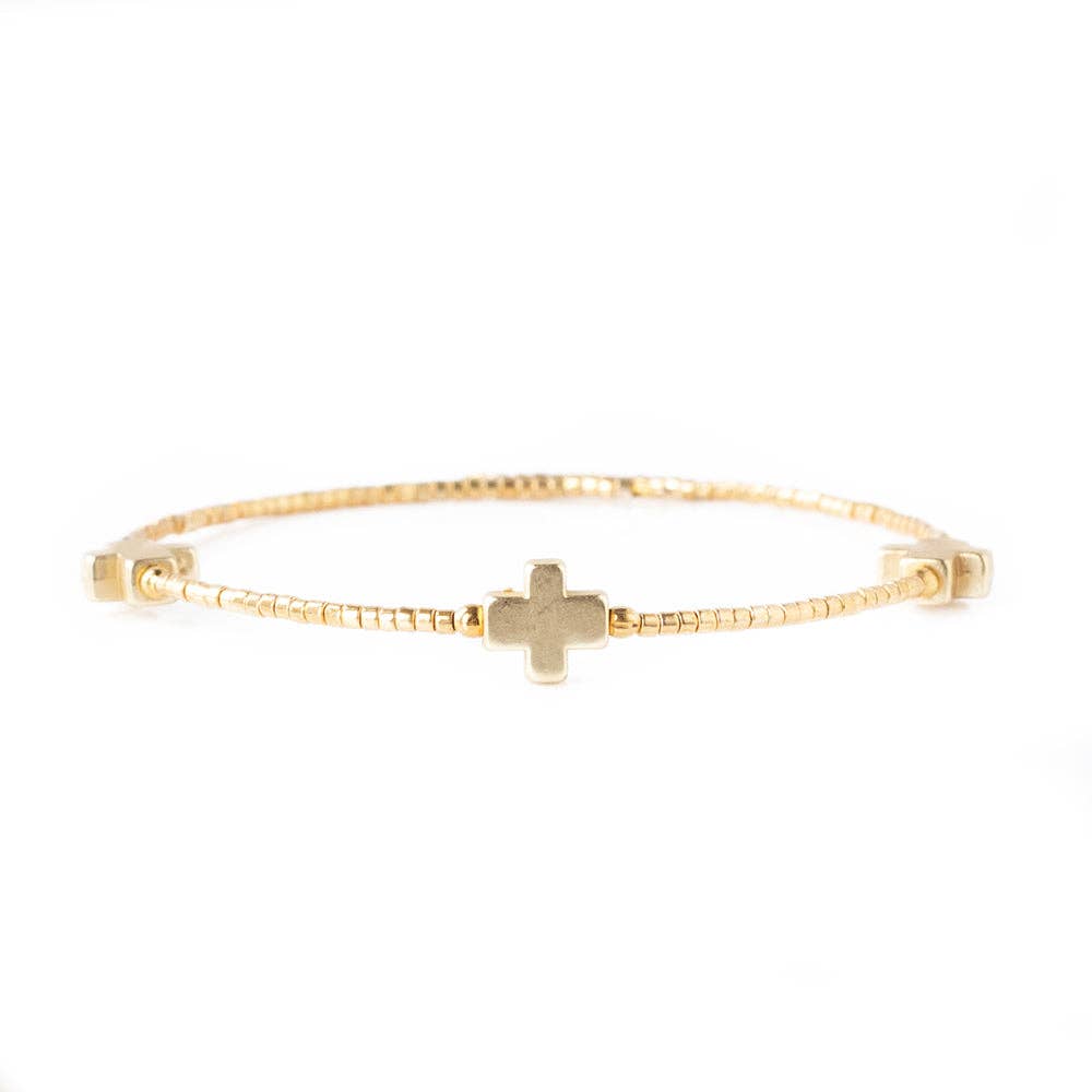 Faithful Cross Bangle-Gold, Cross Bracelet | Christian