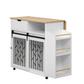 Modern Style 2 In 1 Pet Friendly Dog Crate Kitchen Island End Table Metal Pine - Natural / White