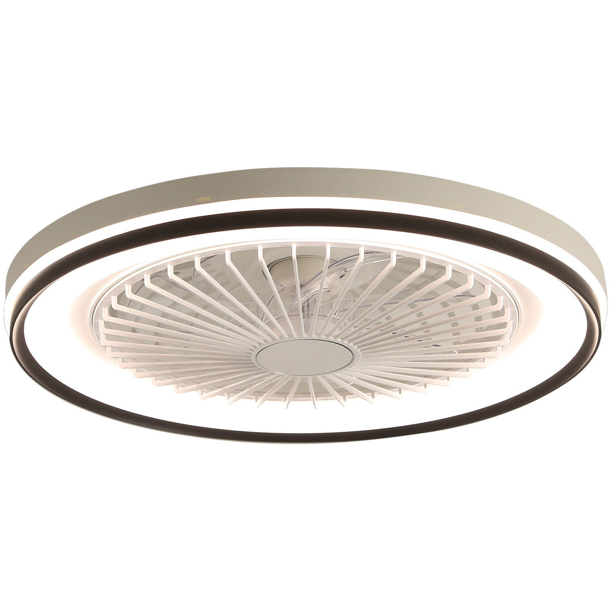 RGB Dimmable LED Enclosed Ceiling Fan with Light - White