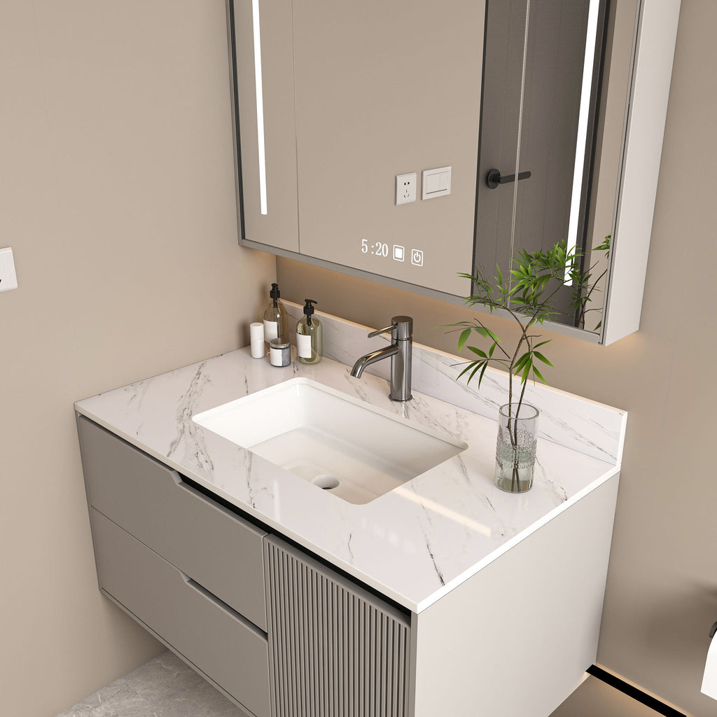 Bianco Carrara Venato Marble Vanity Top With Pre Drilled Faucet Hole And Undermount Sink