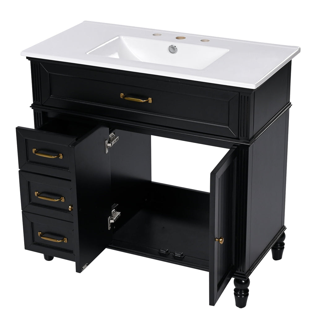 Bathroom Vanity With Sink, Freestanding Cabinet & Drawers