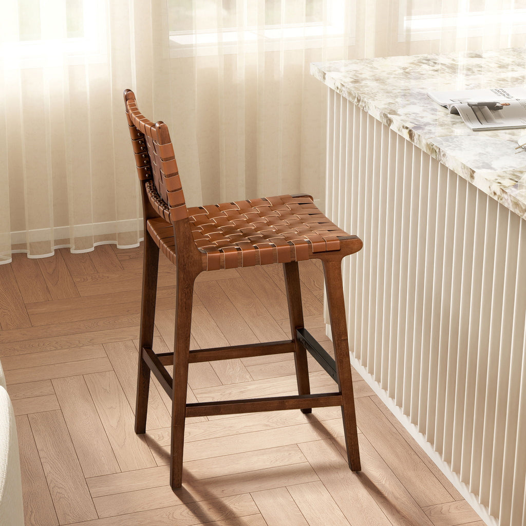 Andre - Counter Stool With Back - Pecan Brown