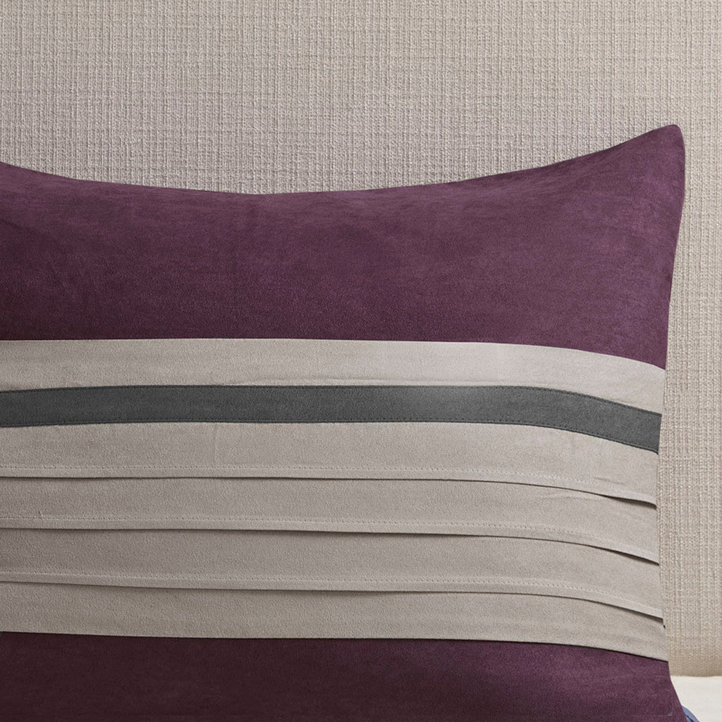 7 Pc Pieced Faux Suede Comforter Set Purple Cal King