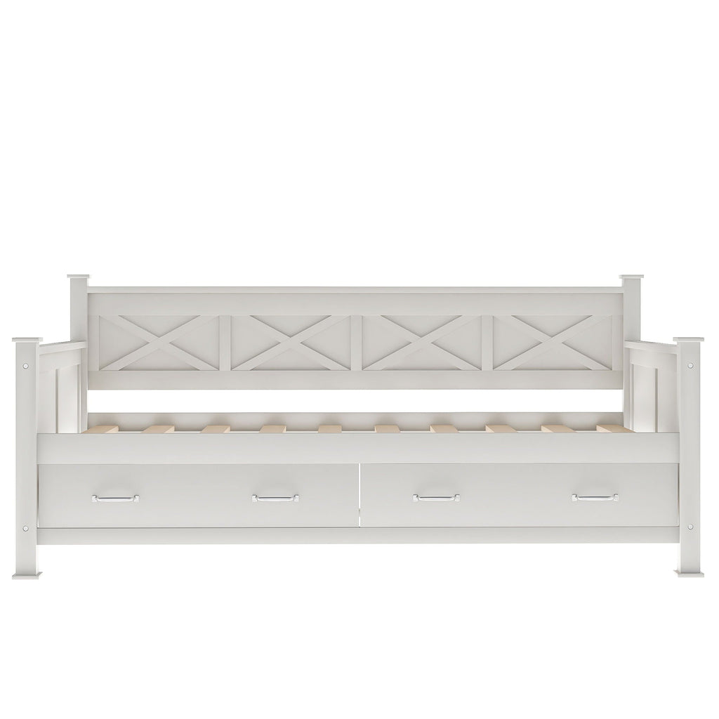 Modern Daybed With 2 Large Drawers, X Shaped Frame