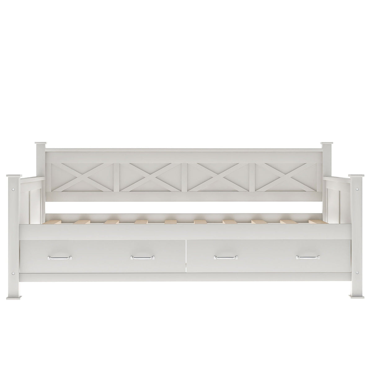 Modern Daybed With 2 Large Drawers, X Shaped Frame