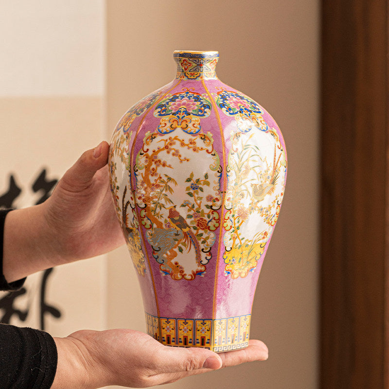Elegant Enamel Porcelain Vase In A Regal Courtly Style