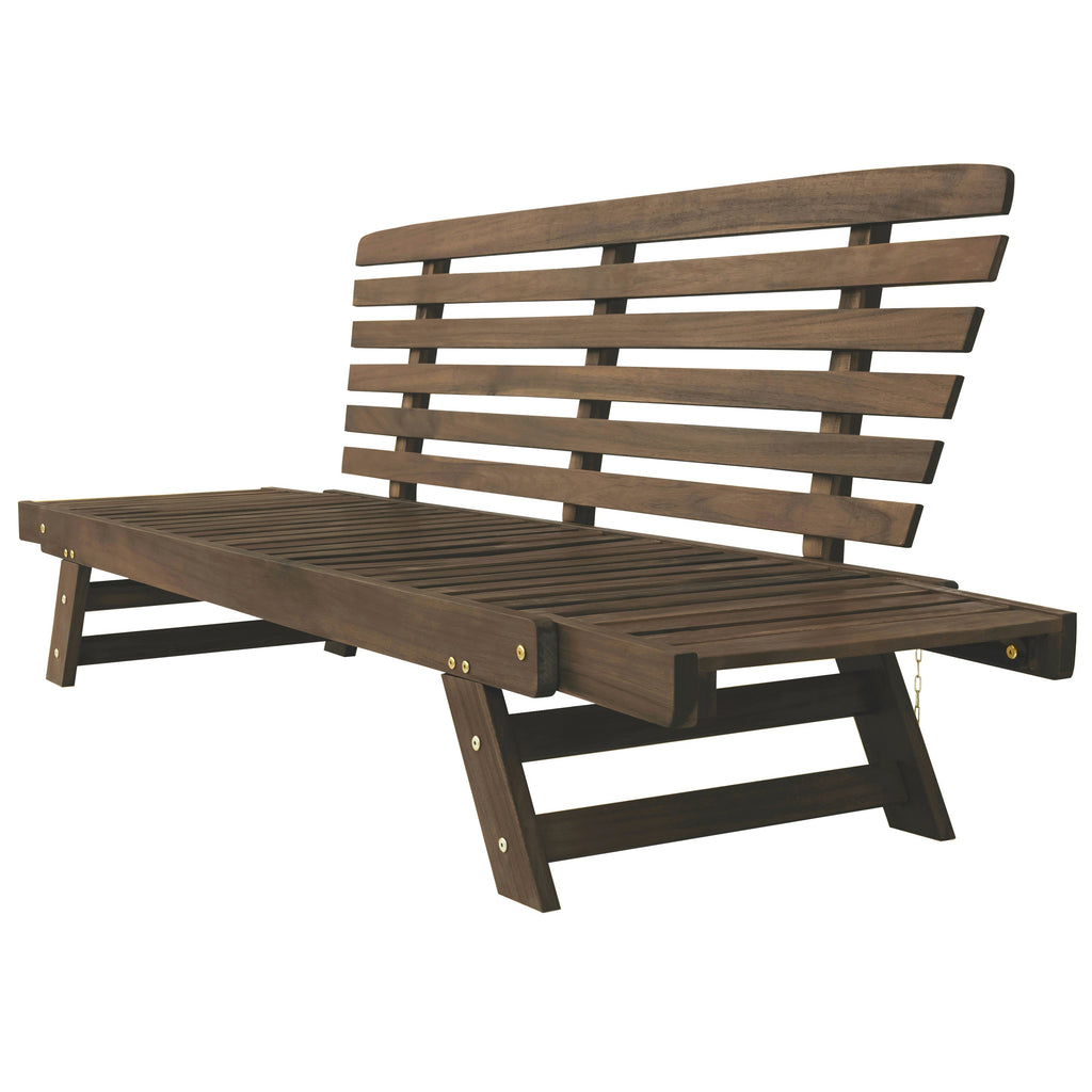 TOPMAX Outdoor Adjustable Patio Wooden Daybed Sofa Chaise Lounge
