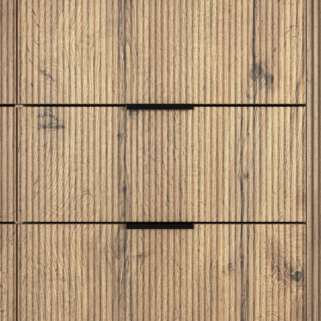Modern 6 Drawer Cabinet With Metal Rounded Corners And Exquisite Handles Multi Functional Storage - Natural Wood