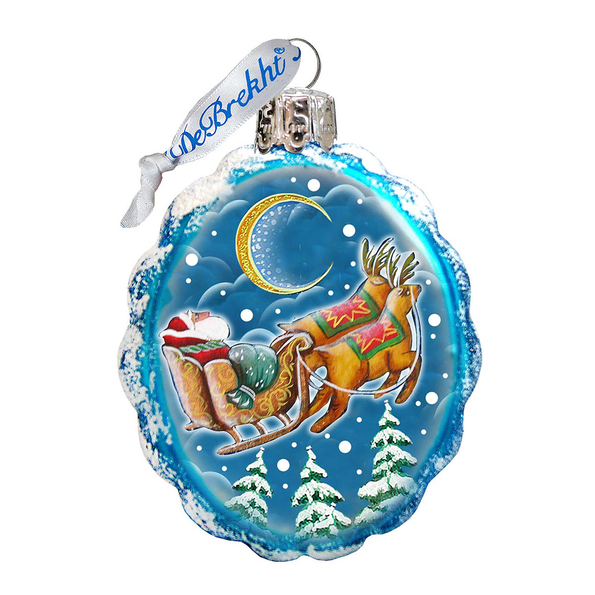 Up-Up and Away Mercury Glass Ornament by G. DeBrekht - Christmas Santa Snowman Decor - 777384