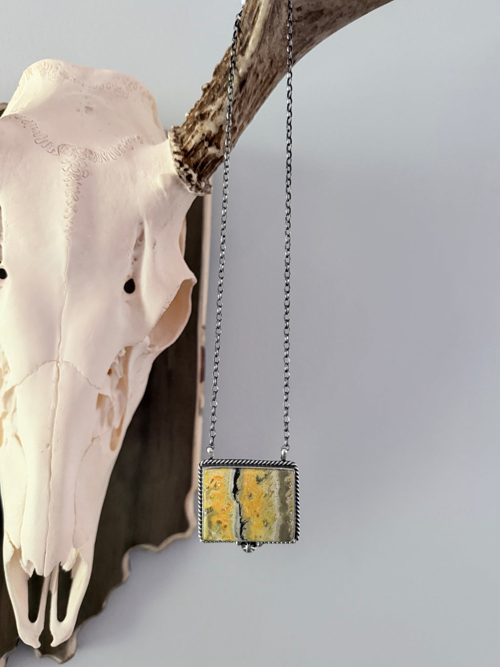 Bumblebee Jasper Sterling Silver Necklace Native Made By Johnny Dixon