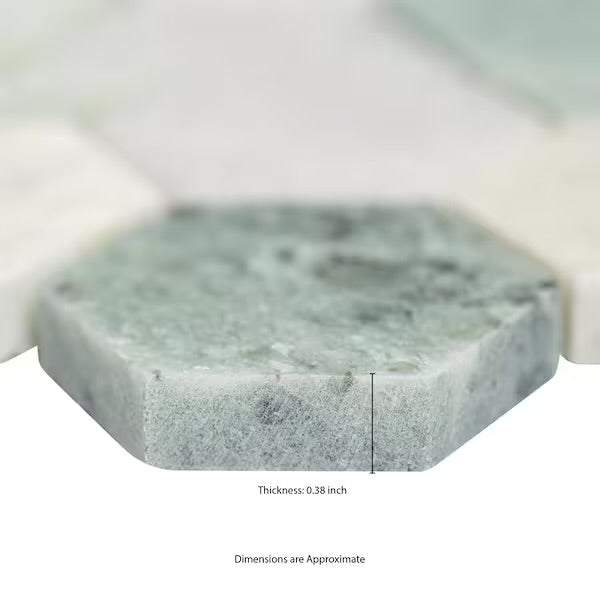 Open Box MSI Icelandic Green 2 in. Hexagon 12 in. x 12 in. x 0.38 in. Polished Marble Mesh-Mounted Mosaic Tile (9.8 sq. ft./case)