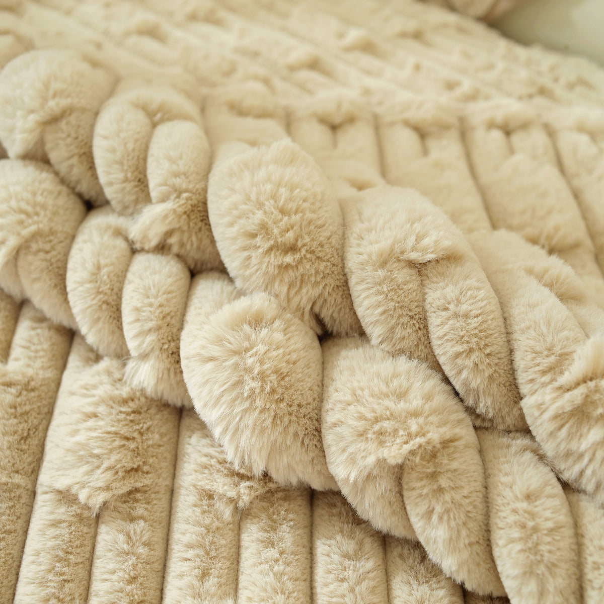 Bamboo-Style Sofa Towel, Faux Rabbit Fur Thickened Non-slip Seat Cushion Covers