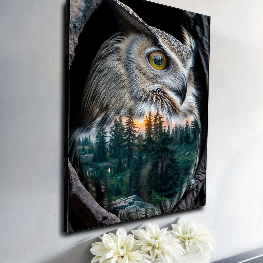 Owl Double Exposure Wall Art