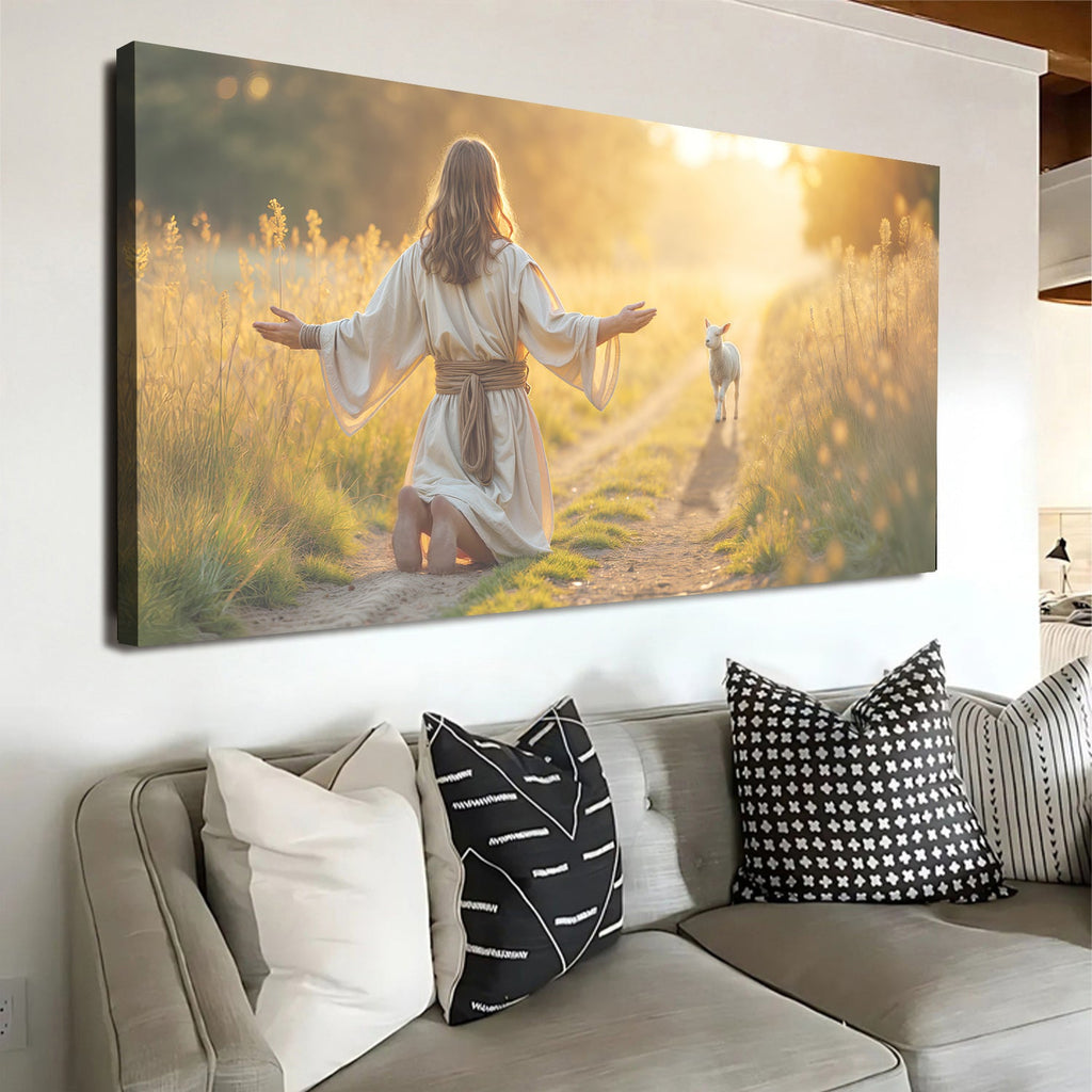Jesus Protects The Lamb From Wolves Faith Wall Art IX