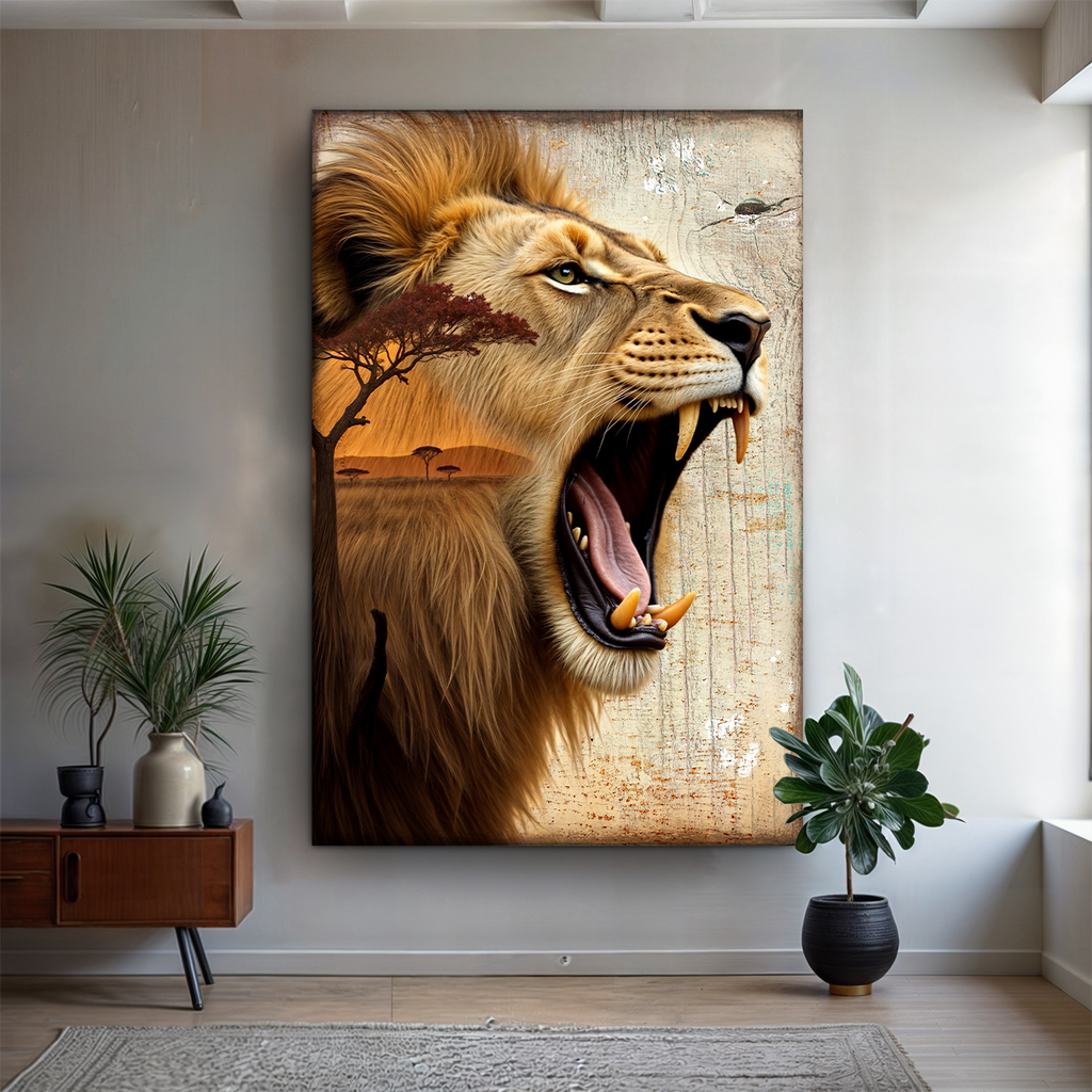 Lion Double Exposure Wall Art