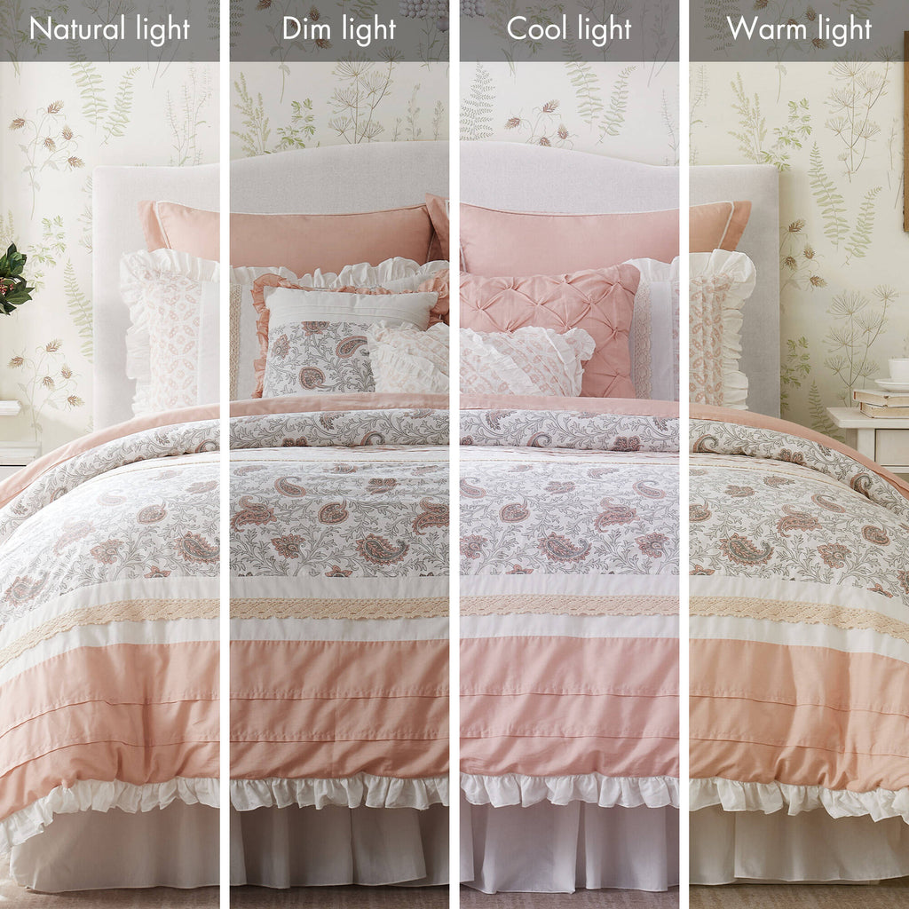 9 Piece Cotton Percale Comforter Set Blush