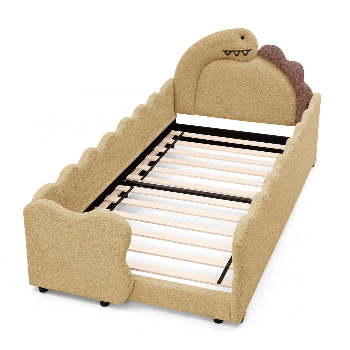 Cute Dinosaur Shaped Bed With Safety Guardrail, Toddler Frame