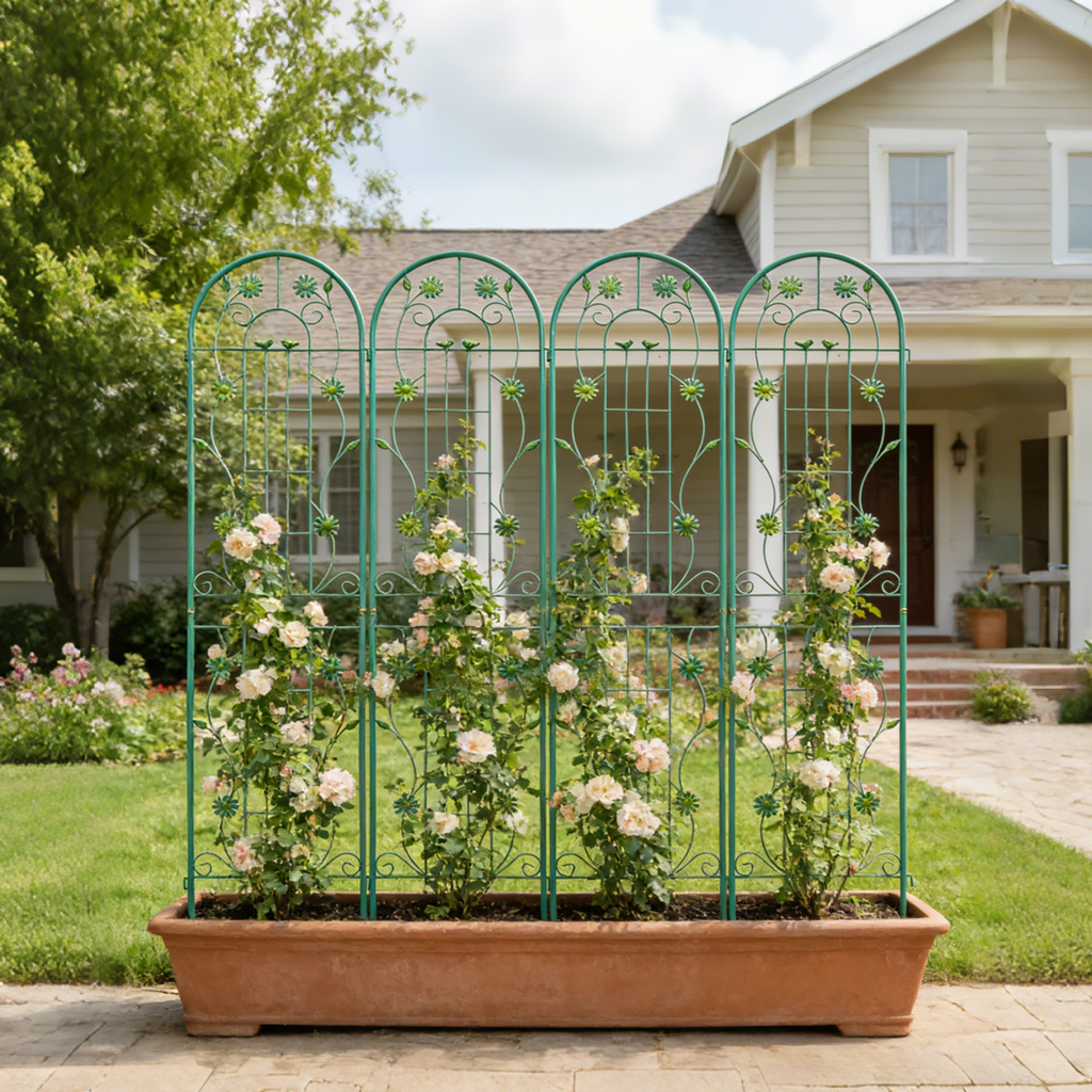 4 Pack Metal Garden Trellis 86.7'' x 19.7'' Rustproof Trellis for Climbing Plants